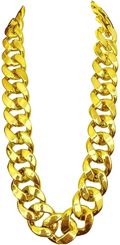 KIMU® Dikke Lange Gouden Ketting 35mm - Kunststof Schakelketting Goud Pimp New Kids Pooier Fout Feest Feestje Dames Heren Stoere Festival