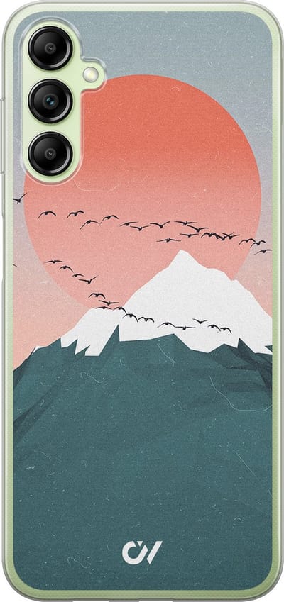 Hoesje geschikt voor Samsung Galaxy A14 5G hoesje - Mountain Birds - - Blauw - - Casevibes