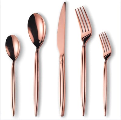 30-delige titanium roségouden bestekset, roestvrijstalen roségouden bestekset, koperen bestekset service voor