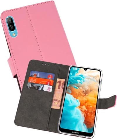 Booktype Telefoonhoesjes - Bookcase Hoesje - Wallet Case - Geschikt voor Huawei Y6 Pro 2019 - Roze
