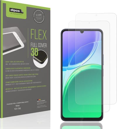 dipos FLEX – 2x Matte Screenprotector geschikt voor Vivo Y21 5G | Volledige Schermbescherming | Case-Friendly