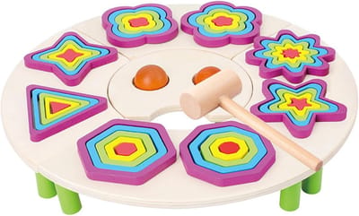 Houten Puzzels - Vormen Puzzels - Vroege Ontwikkeling - Grote Knoppen - 35.9 cm - Multicolor