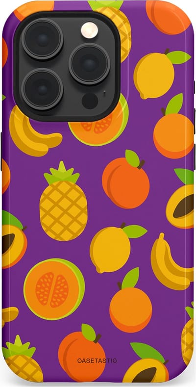 Casetastic Hoesje Geschikt voor Apple iPhone 15 Pro Magsafe - Stijlvolle Beschermende Duo-layer Case - Tropisch Fruit Feest