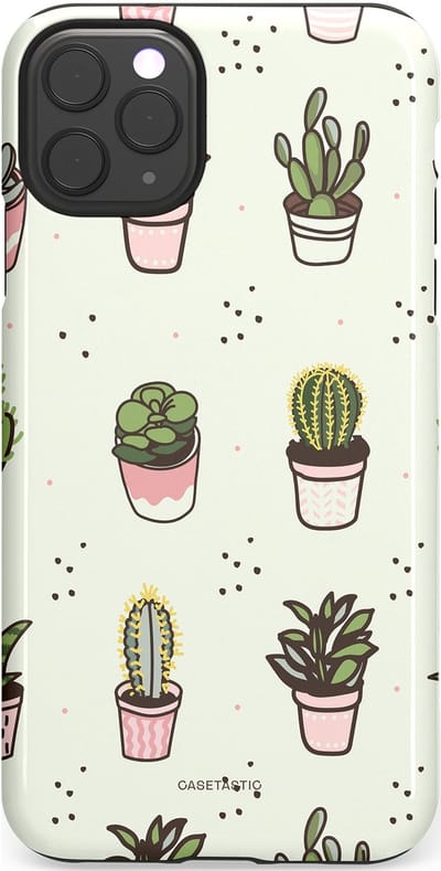 Casetastic Hoesje Geschikt voor Apple iPhone 11 Pro Max - Stijlvolle Beschermende Duo-layer Case - Familie Cactus