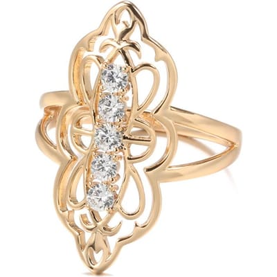 Trendy Etnische Bruid Trouwring Roségoudkleur Natuurlijke Zirkonia Holle Bloem Ringen Voor Vrouwen Dagelijkse Fijne Sieraden 7 beige