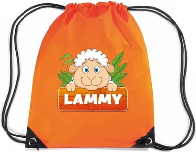 Lammy het schaap / lammetje rijgkoord rugtas / gymtas - oranje - 11 liter - voor kinderen