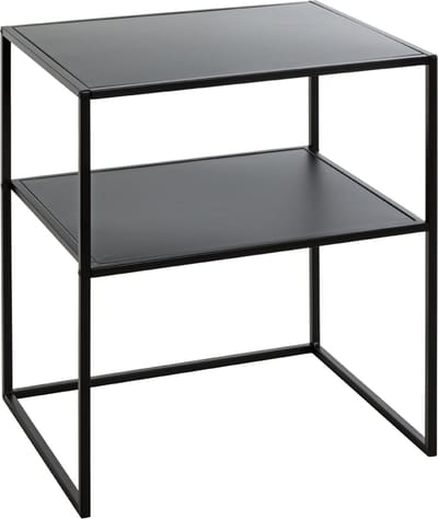 Salontafel – Zwart metaal zijdeglans – Nachtkaststijl – 50 cm breed, 40 cm diep, 60 cm hoog