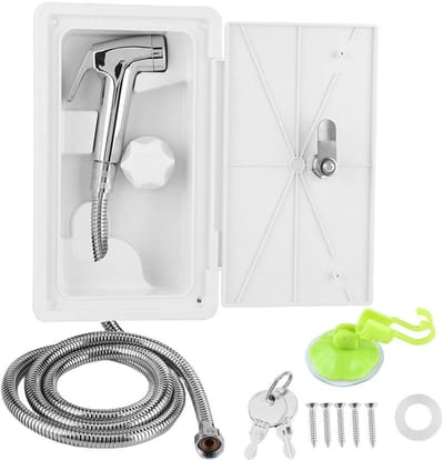 Allecto - Exterieur Douche Box Kit - Douchekop Warm Koud Schakelaar - Ideaal voor Caravan - Douche Tool voor Boot - Complete Kit - Geschikt voor B