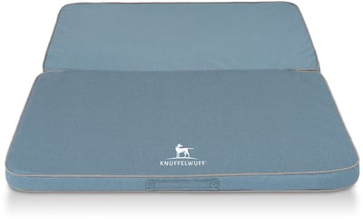 Opvouwbare reismat orthopedisch Tacoma van velours met handgeweven uiterlijk 100 x 80 cm lichtblauw