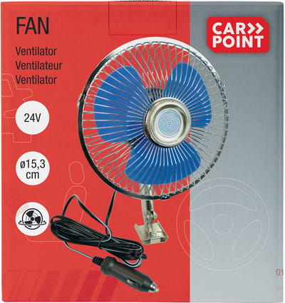 Carpoint Autoventilator 12V – Chroom/Blauw – Voor Sigarettenaansteker – Extra Verkoeling in Auto