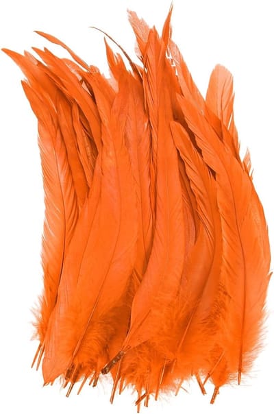 Set van 20 Natuurlijke Cocktailveren van 25-30 cm voor Ambachten, Trouwen en Droomvangers - Creatieve DIY Decoraties in Oranje