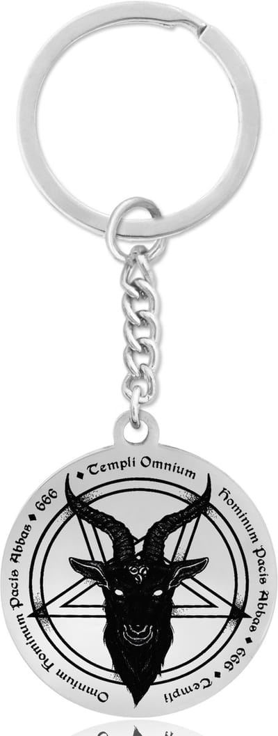 Baphomet Sleutelhanger Zilverkleurig - Spirituele Talisman - Roestvrij Staal / Stainless Steel - Duivel Symbool - Pax Amare