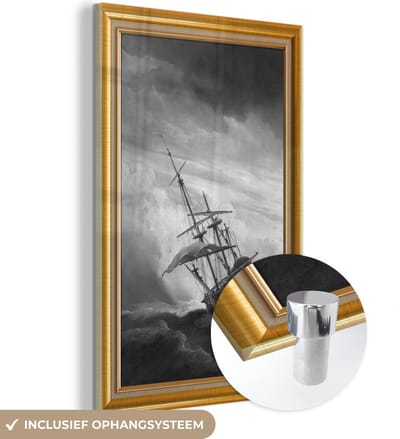 MuchoWow® Glasschilderij 40x60 cm - Schilderij acrylglas - Kunst - Oude meesters - Lijst - Goud - Foto op glas - Schilderijen