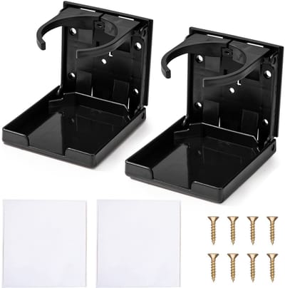 Dailygoods- Autobekerhouder verstelbaar - Opvouwbare Bekerhouder - Flessenhouder - Koffiebekerhouder - 2 Stuks - Zwart