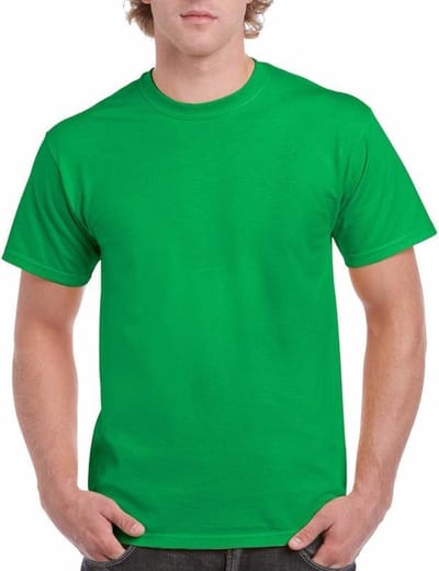 Set van 2x stuks fel groene katoenen t-shirts voor heren 100% katoen - zware 200 grams kwaliteit - Basic shirts, maat: S (36/48)