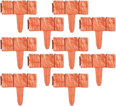 Tuinafscheiding Imitatiesteen - Decoratieve Border - Gazon Scheiden - Flexibel Modulair Ontwerp - 10 Stuks - Oranje