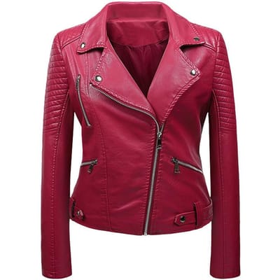 Dames Bikerjack van Pu Leer met Korte Kraag Lente Koreaanse Slim Fit Leren Jas XXL