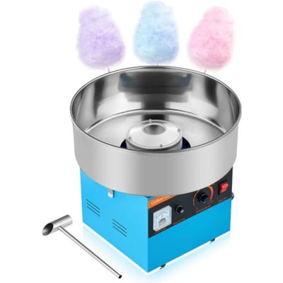 VEVOR Suikerspinmachine 1000W Elektrische Suikerspinmachine met 38cm RVS Kom en Suikerlepel, Maakt Suikerspin voor Verjaardagen thuis Familiefeestjes, Blauw 3500 RPM