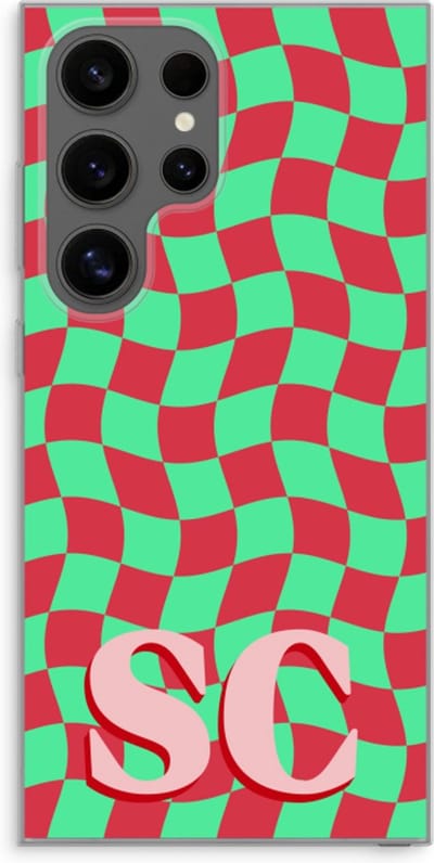 Gepersonaliseerd - Case Company® - Hoesje geschikt voor Samsung Galaxy S24 Ultra hoesje - Grid Monogram - Soft Cover Telefoonhoesje - Bescherming aan alle Kanten en Schermrand