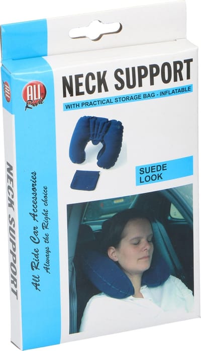 All-Ride Opblaasbaar nekkussen - Universeel comfort - Blauw - Inclusief opberghoesje - 34 x 23 cm