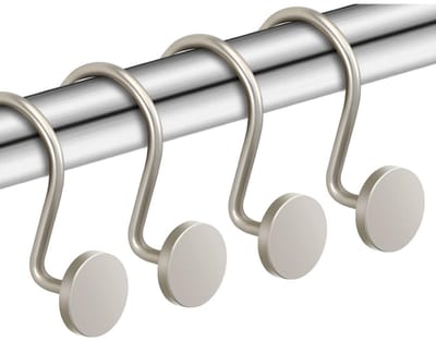 longziming -Douchegordijn Haken - Douchering Hooks - S-Vormige Haakjes - Roestvrij Staal Constructie - Nikkel Coating Materiaal - Gepolijst Glad Oppervlak - Veilig Ronde Uiteinden Design - Set Van 12 Stuks