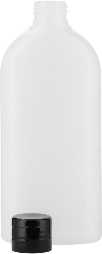 6 x 250 ml Platte fles HDPE naturel + Klepdop zwart - BPA Vrij - Niet Breekbaar - Plastic Flesjes Navulbaar - Met Dop - Lege Flessen - 6 stuks.