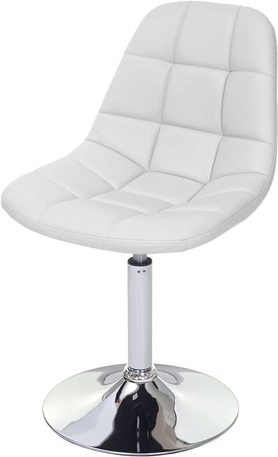 Set van 2 eetkamerstoelen MCW-A60, draaistoel, chroom ~ kunstleer wit