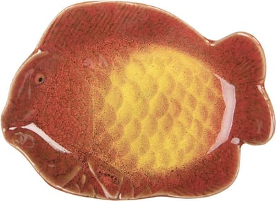 Clayre & Eef Decoratie schaal Vis 16x11x3 cm Oranje Keramiek