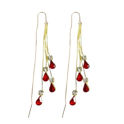 Oorbellen -Livia- goudkeur- Rood -doorsteek-Charme Bijoux