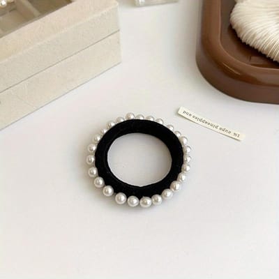 Élastique à cheveux perlé, Petite fragrance, Corde à cheveux haute élasticité, Bandeau épais et sans couture pour le cuir chevelu gray