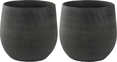 Ter Steege Plantenpot - 2x - moderne look - grafiet - 18 x 16 cm