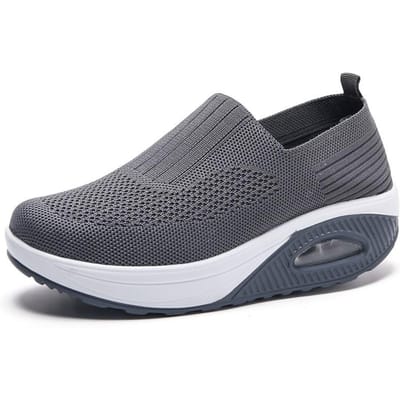 Zomer Damesmode Gevulkaniseerde Sneakers Platform Effen Kleur Platte Damesschoenen Casual Ademende Wiggen Dames Wandelschoenen 35 gray