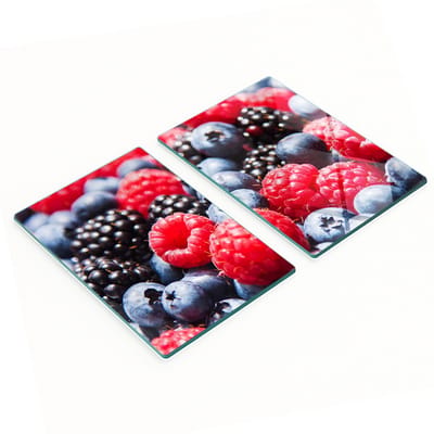Multifunctionele decoratieve glazen keukenplanken met bosvruchtenmotief, 2x40x52 cm