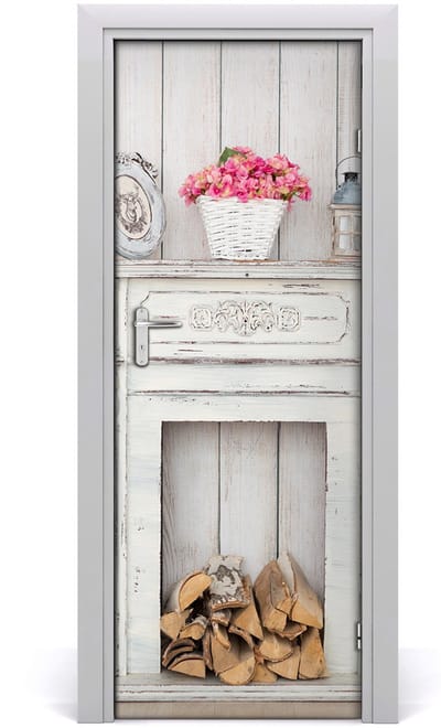 Tulup Deursticker - Haard Deur plakfolie - 75 cm x 205 cm - Grijs Deursticker - Moderne Deur Sticker - Deursticker voor de Woonkamer - Deurposter