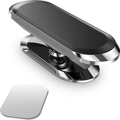 Luxe Bass Magneethouder - Auto houder - Telefoonhouder - 360 draaibaar - Magneetstrip - Magneet telefoonhouder auto - sticker - Zilver - LB-437