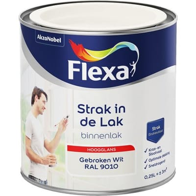 Flexa - Strak In De Lak Binnenlak Hoogglans - Gebroken Wit / Ral 9010 - 250 Ml