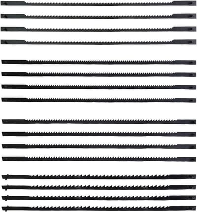 16-delige Scrollzaagbladen Set, Geschikt voor Hout, Plastic en Lichtgewicht Metaal, 10/15/18/24 Tanden, 130 mm, Ideaal voor Precisiewerk en Hobbyprojecten