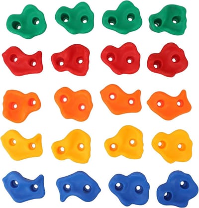 Rotsklimgrepen Set - Klimgrepen Kinderen - Buiten Spelen - Duurzaam PE Materiaal - 20 Stuks - Meerkleurig