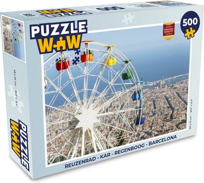 Puzzel Reuzenrad - Kar - Regenboog - Barcelona - Legpuzzel - Puzzel 500 stukjes