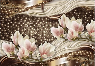 Fotobehangkoning - Behang - Vliesbehang - Fotobehang Parels en Magnolia's - Pearls and Magnolias - 300 x 210 cm