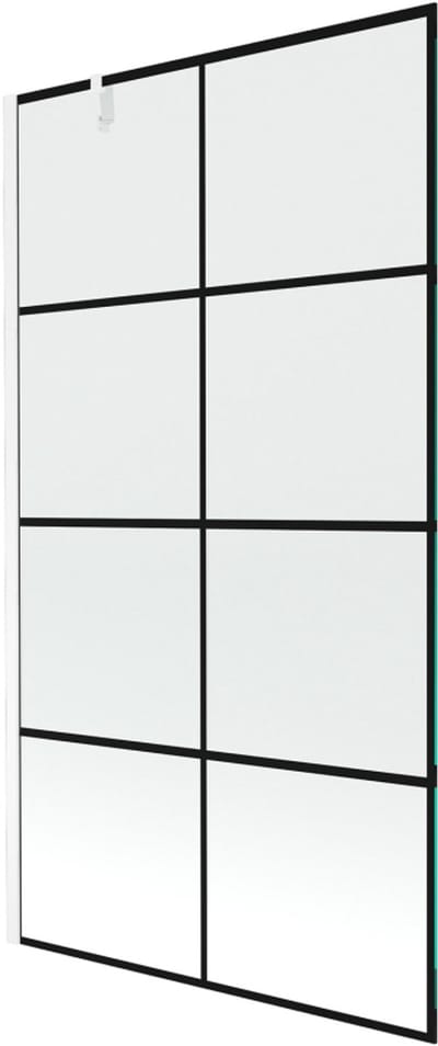 Mexen Next douchescherm met 1 paneel 100 x 150 , zwart raster, wit - 895-100-000-00-77-20