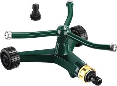 Metalen Roterende Gazonsproeier 3-armige 360 Graden Automatische Watersproeier met Wielbasis voor Tuin en Achtertuin