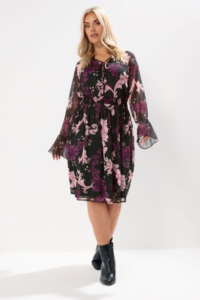 Yours Zwarte Midijurk Met Paisleyprint Size 44