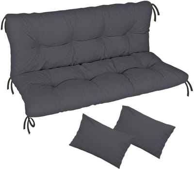 FEROCITY - Tuinschommelkussen - Gestept - Zitcomfort - Onderhoudsvriendelijk - Duurzaam - 120 x 50 x 50 x 10 cm - Polyester - Graphit