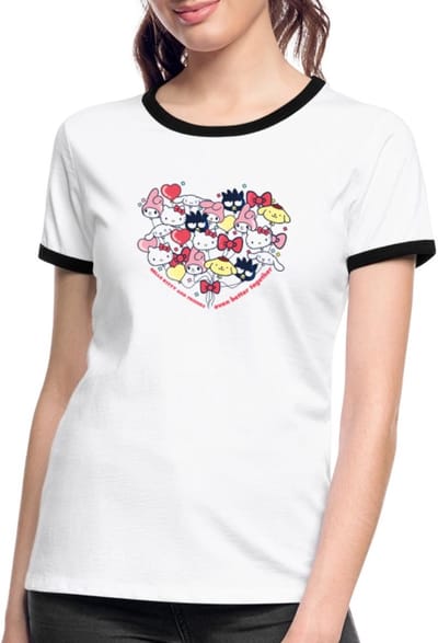 Hello Kitty En Vrienden Ballonnen In Hartvorm Vrouwen Contrast Shirt
