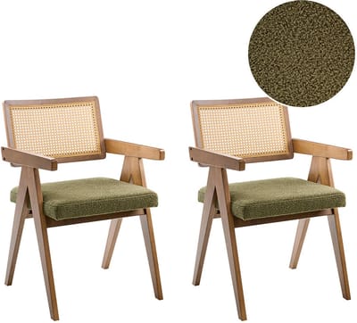 AVA - Eetkamerstoelen set van 2 - Bruin/Groen - Rubberhout