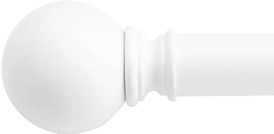 Gordijnroede Wit-Mat met Ronde Eindstukken - Uittrekbaar en Geschikt voor Transparante Gordijnen (182-365 cm)
