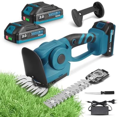 Elektrische Heggenschaar en Grasschaar 2-in-1 - 21V Accu Tuingereedschap met Verstelbare Kop