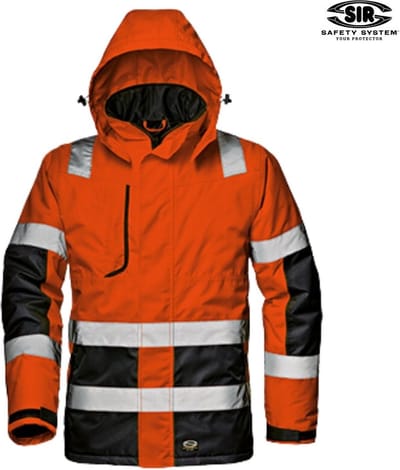 SIR SAFETY MATRIX HI VIS Hi Vis Reflecterend Parka Werkjas HEREN Veiligheidsjas Oranje Zwart - Waterdicht - Winddicht - Gevoerd