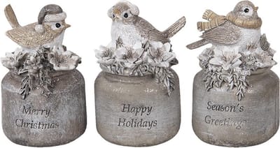 Clayre & Eef Beeld Vogel 7x6x10 cm Grijs Kunststof